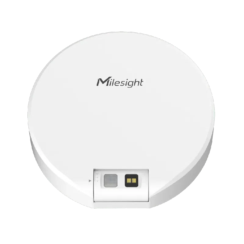 Capteur de présence sanitaires LoRaWAN Milesight VS330 rond et blanc, vue de face