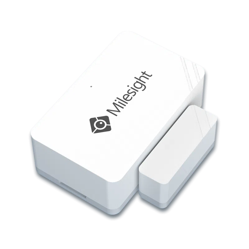 Milesight WS301 - Détecteur d'ouverture et fermeture LoRaWAN Détecteur d'ouverture LoRaWAN Milesight WS301 avec son aimant, vue de face