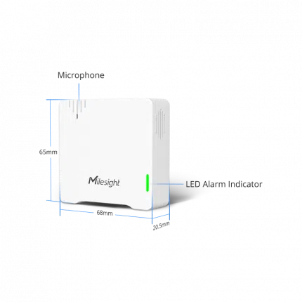 Capteur de bruit LoRaWAN Milesight WS302 pour montage mural, vue de face
