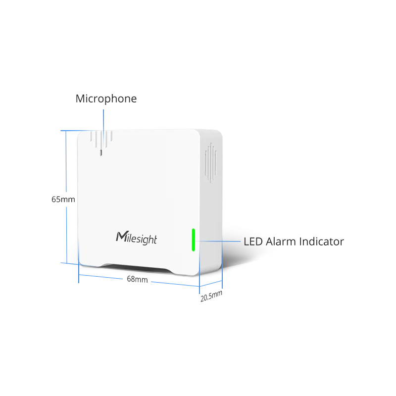 Milesight WS302 - Capteur de bruit LoRaWAN Capteur de bruit LoRaWAN Milesight WS302 pour montage mural, vue de face