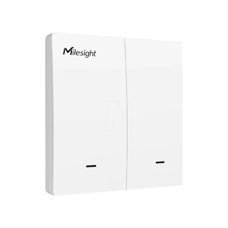 Interrupteur mural LoRaWAN Milesight WS502 à deux groupes indépendants, façade blanche