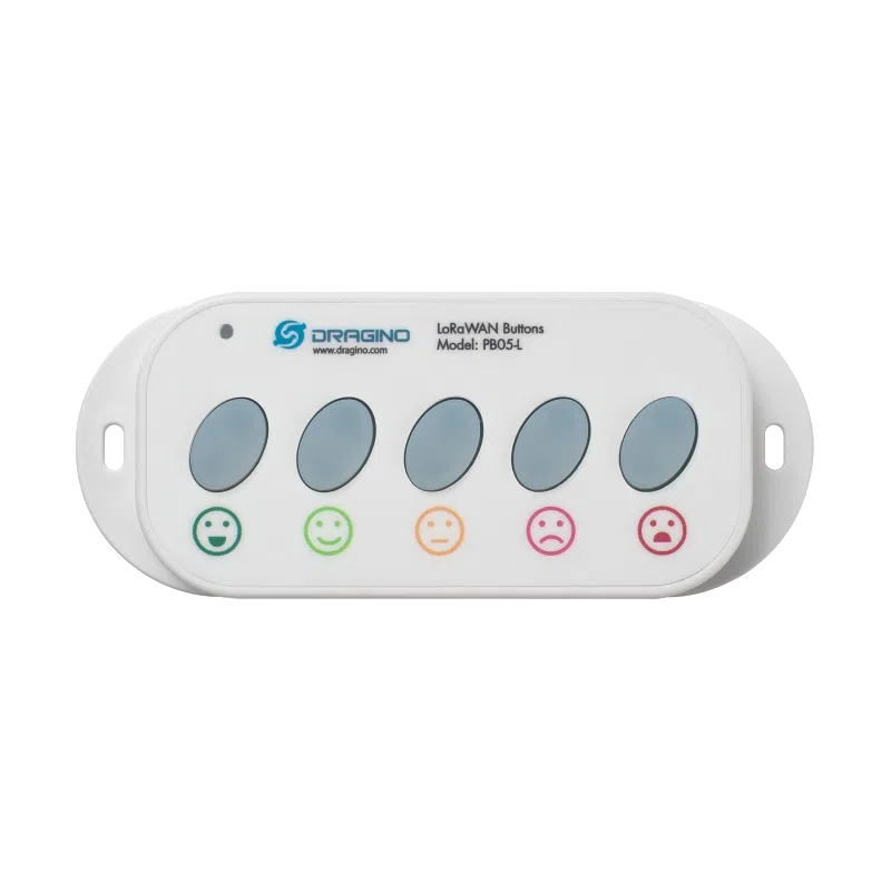Dragino PB05-L - Bouton de satisfaction LoRaWAN Boîtier de satisfaction LoRaWAN Dragino PB05-L à cinq boutons avec pictogrammes