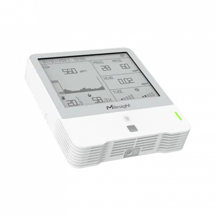 Capteur qualité d'air LoRaWAN Milesight AM319 avec écran e-Ink 4,2 pouces, vue de face