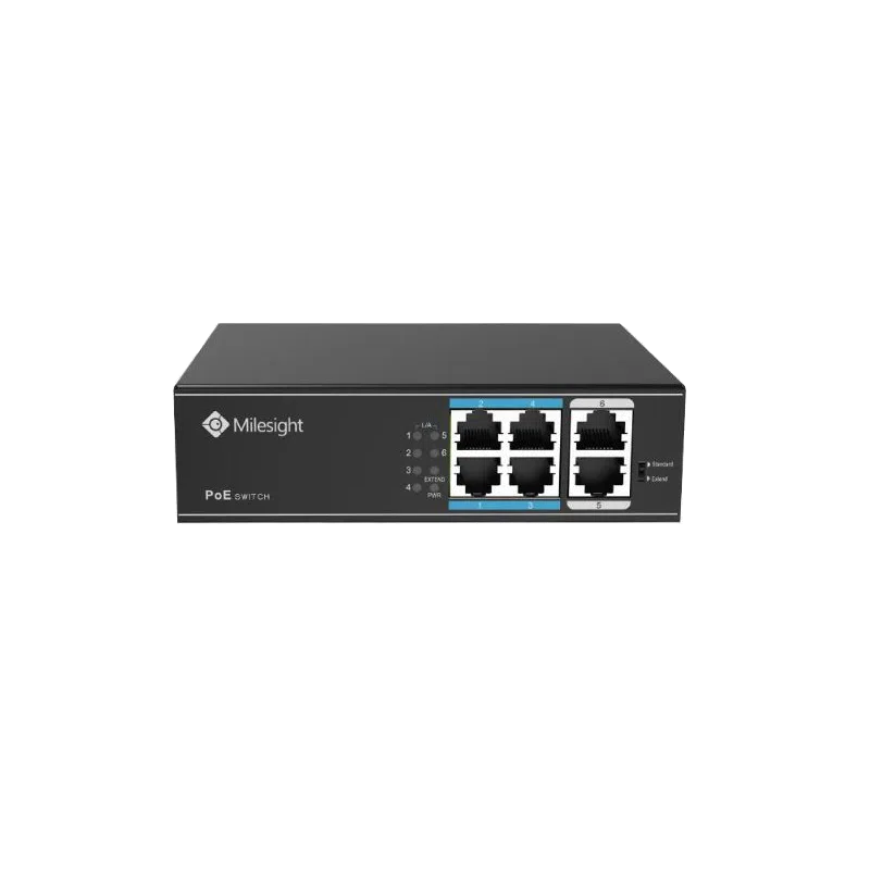 Milesight MS-S0204-EL - Switch Ethernet 4 ports PoE non-géré Switch PoE 4 ports Milesight MS-S0204-EL non administrable, vue de face