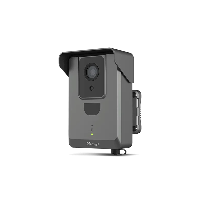 Caméra de détection 4G Milesight X5 avec capot pare-pluie et rotule de fixation