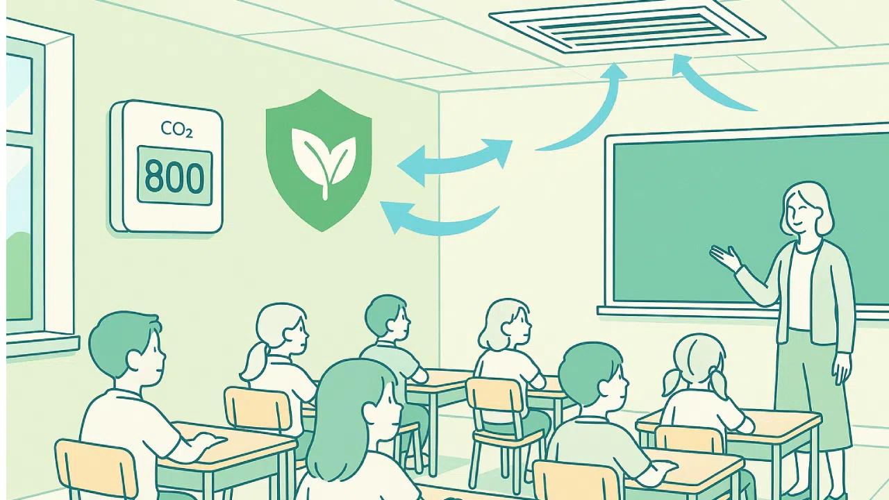 QAI à l’école capteurs CO₂ & CVC pilotée