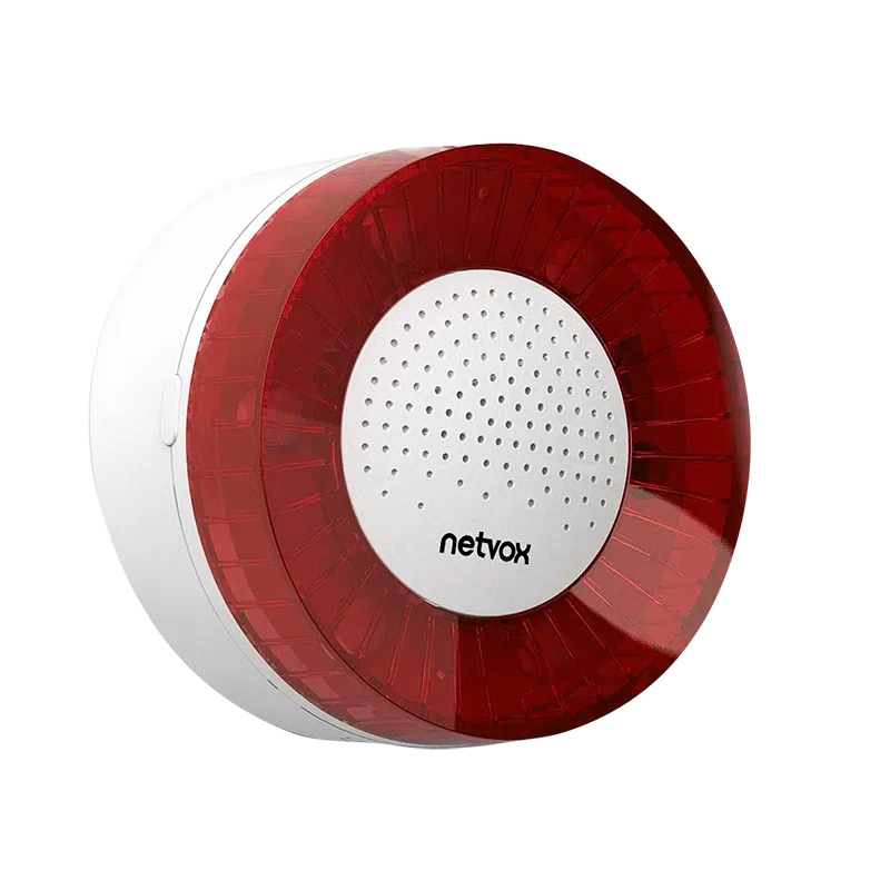 Netvox R602A – Sirène sans fil LoRaWAN à alarme sonore et lumineuse Sirène LoRaWAN Netvox R602B à flash LED et batterie de secours, vue de face