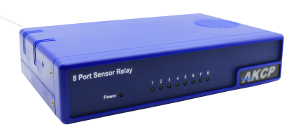 Relais piloté 8 ports AKCP 8PRB, face avant avec LED d'état des relais
