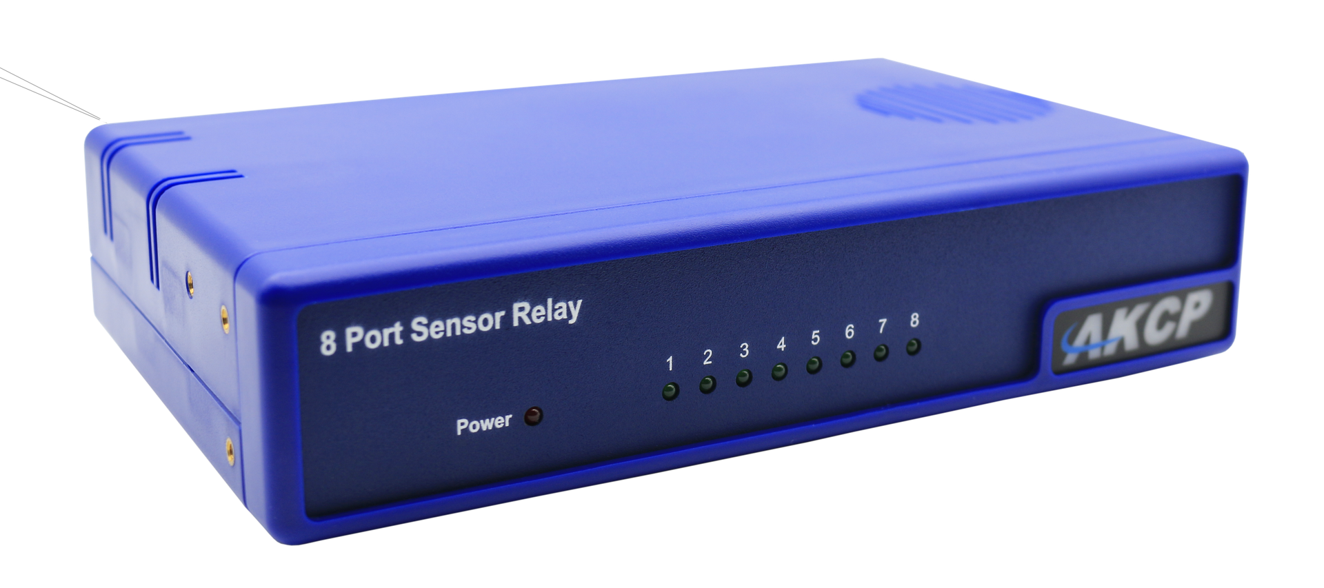 Relais piloté 8 ports AKCP 8PRB, face avant avec LED d'état des relais Relais piloté 8 ports AKCP 8PRB, face avant avec LED d'état des relais
