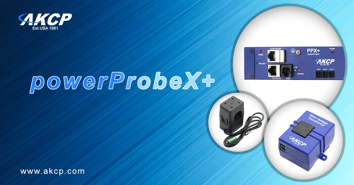 Compteur multicircuit AKCP powerProbeX+ avec bloc secteur et transformateur associé
