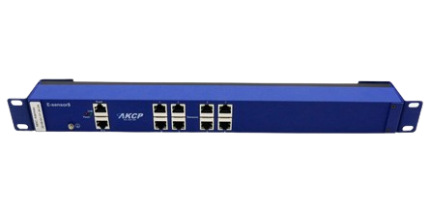 Module d'extension AKCP E-sensor8 rack 1U avec 8 ports capteurs RJ45, vue de face