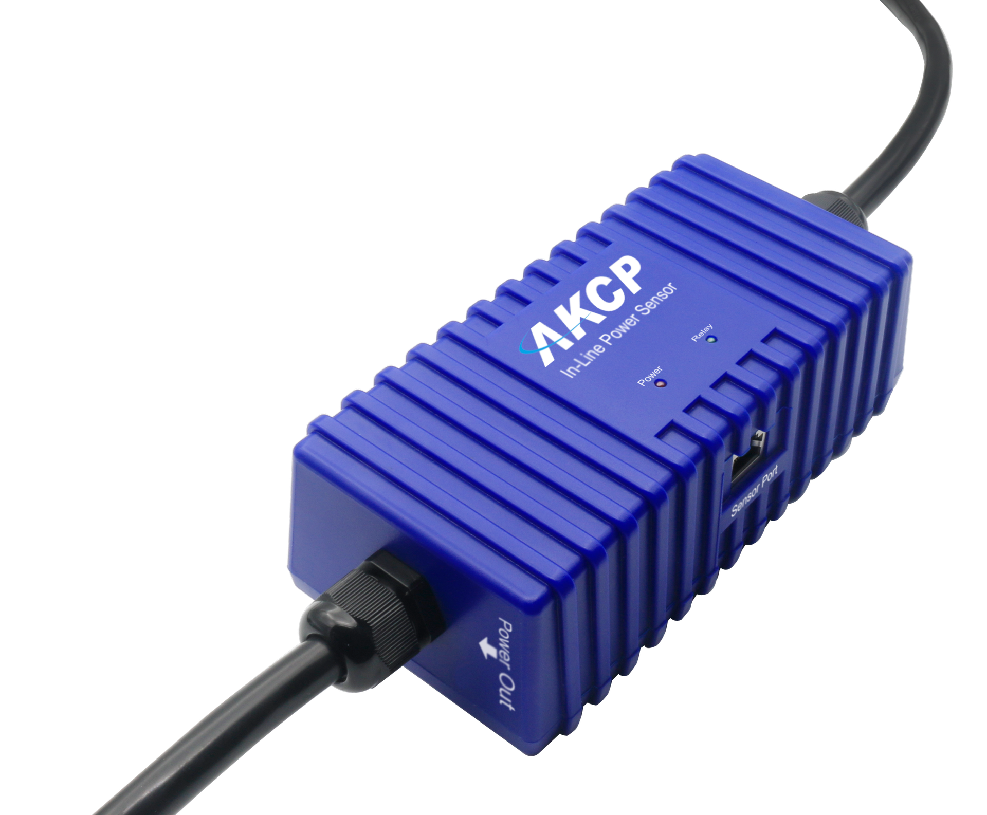 Compteur d'énergie en ligne AKCP ILPM avec ses câbles d'entrée et de sortie Compteur en ligne AKCP ILPM avec câbles d'alimentation à équiper de connecteurs IEC