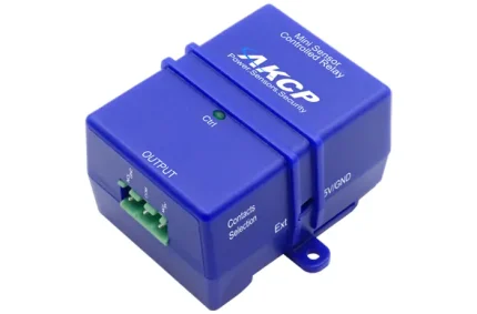 Mini relais piloté AKCP MSCR avec bornier de sortie et sélecteur de contacts