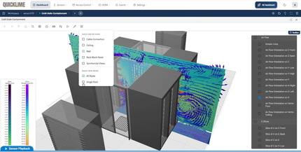Interface Quicklime DCIM avec simulation des flux d'air sur une allée confinée