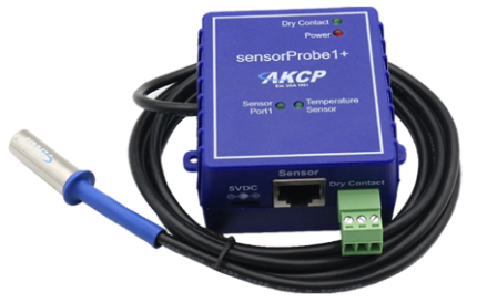 Boîtier de supervision IP AKCP sensorProbe1+ avec sa sonde de température câblée