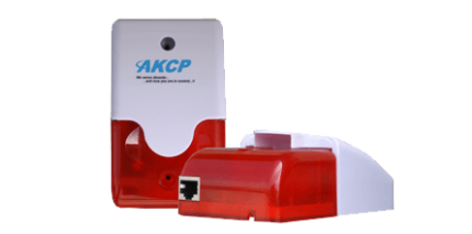 Sirène et flash d'alarme AKCP STR avec diffuseur rouge et prise RJ45