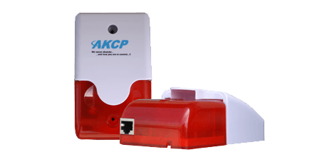 Sirène et flash d'alarme AKCP STR avec diffuseur rouge et prise RJ45 Sirène et flash d'alarme AKCP STR avec diffuseur rouge et prise RJ45