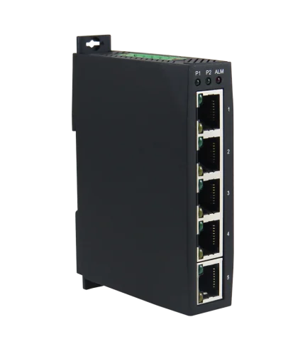 Switch ATOP EH3005 format slim 23 mm pour rail DIN, vue de profil gauche
