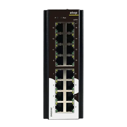 Switch PoE industriel ATOP EHG2316C 16 ports Gigabit en boîtier IP40, vue de face