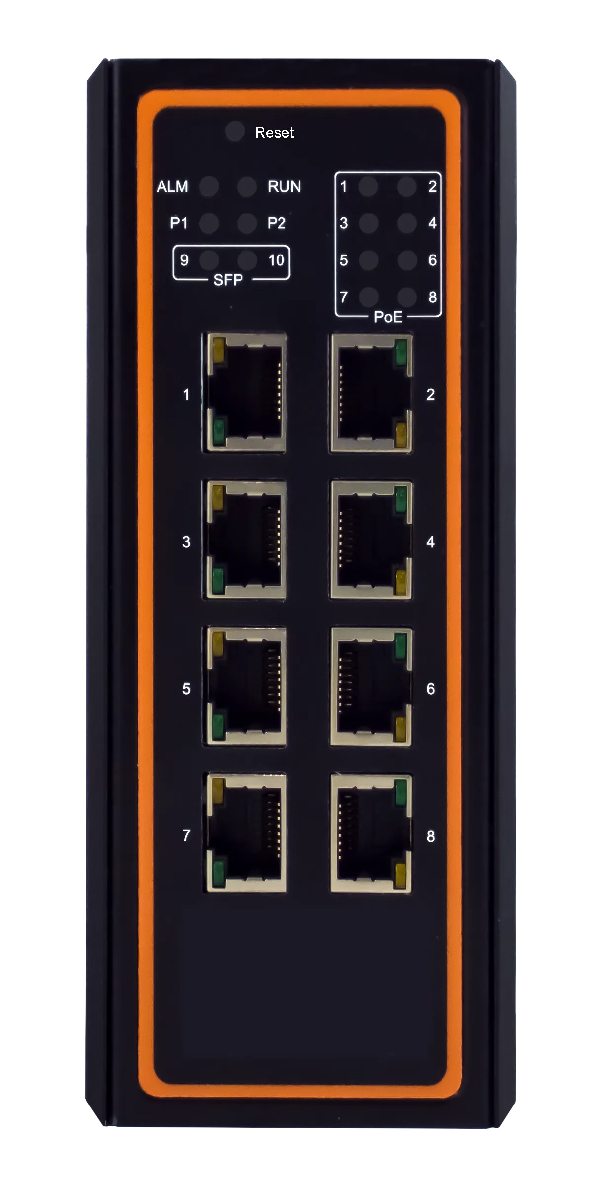 Switch PoE semi-manageable ATOP EHG6508 huit ports Gigabit, vue de face Switch PoE semi-manageable ATOP EHG6508 huit ports Gigabit, vue de face