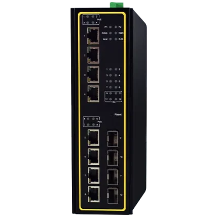 Switch industriel niveau 3 ATOP EHG7612 avec PoE et uplinks 10G, face avant