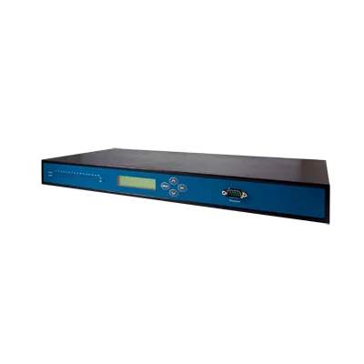 Face avant du châssis rack ATOP MB5908 avec afficheur LCM et port console