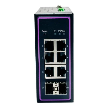 Switch NAT industriel ATOP NSG3308-2SFP six ports RJ45 et deux SFP, vue de face