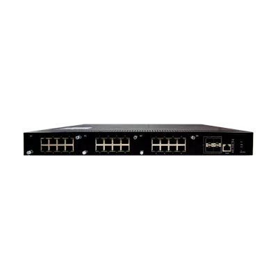 Switch rackable niveau 3 ATOP RHG7628 équipé de trois modules, vue de face