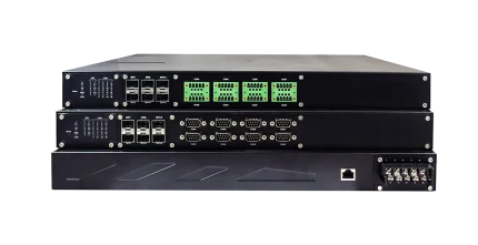 Serveurs série ATOP SE5908A versions bornier et DB9 avec ports SFP, rack 1U
