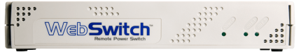 Face avant du ControlByWEB WebSwitch Plus avec voyants alimentation et sorties