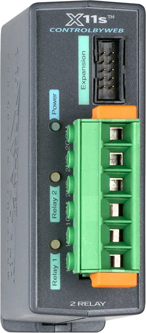 Module d'extension relais ControlByWEB X-11s vu de trois quarts