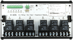 Module 6 relais et 6 entrées ControlByWEB X-20s, vue de face des borniers