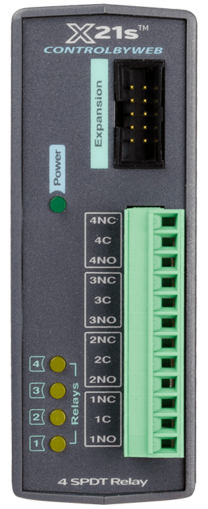 Module 4 relais ControlByWEB X-21s, face avant avec bornier 12 points