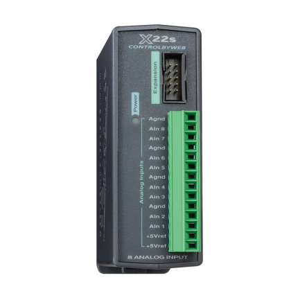 Module d'extension ControlByWEB X-22s à 8 entrées analogiques, vue de face