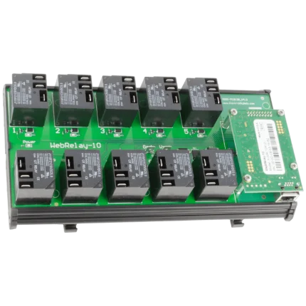 Relais IP ControlByWEB WebRelay-10 Plus à 10 relais, vue de trois quarts