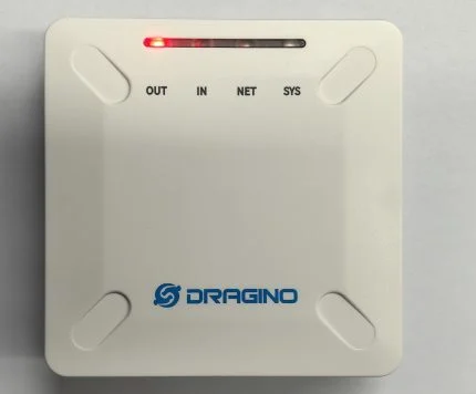 Batterie de secours Dragino IBPv1 vue de dessus avec voyants OUT, IN, NET, SYS