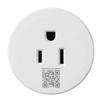 Prise connectée LoRaWAN Dragino LC03, face avant avec QR code d'identification
