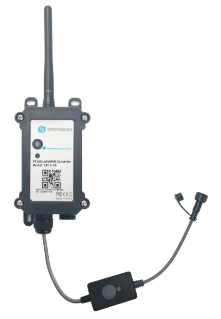 Capteur de température PT100 LoRaWAN Dragino LTC1-LB avec module d'échantillonnage, vue de face