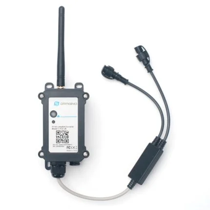 Capteur PT100 deux voies LoRaWAN Dragino LTC2-LB avec ses deux connecteurs de sonde