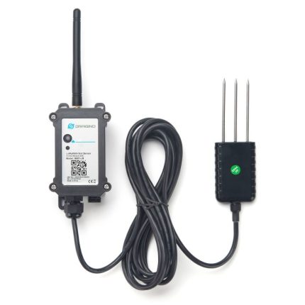 Capteur d'humidité du sol LoRaWAN Dragino SE01-LB avec sa sonde, vue de face