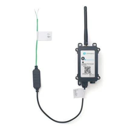 Convertisseur de thermocouple LoRaWAN Dragino TC01-LB avec deux fils libres, vue de face