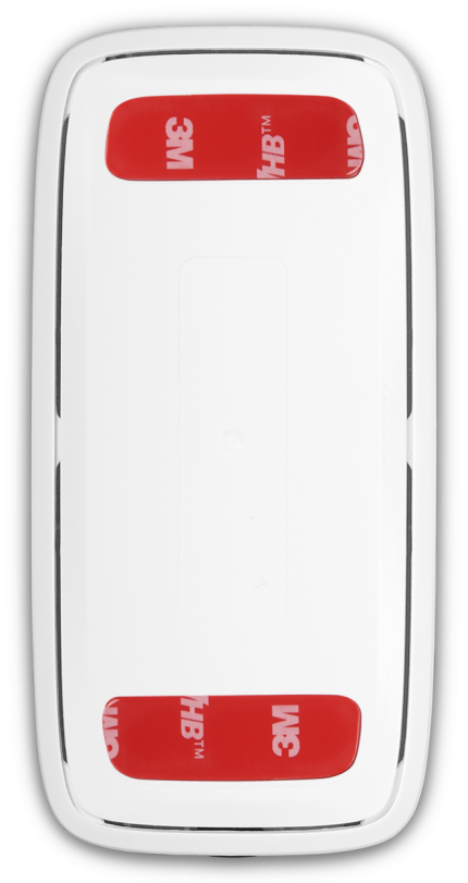 Face arrière du capteur NB-IoT Efento avec bandes adhésives de fixation murale