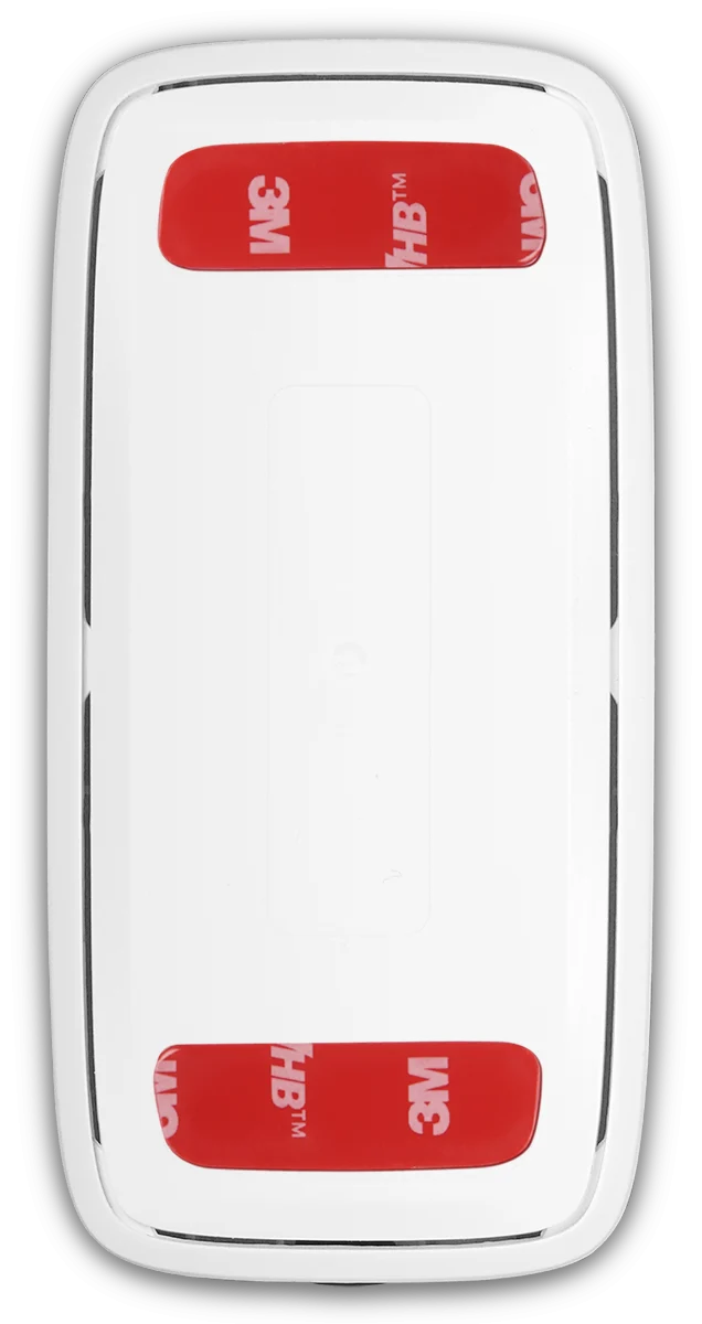 Face arrière du capteur NB-IoT Efento avec bandes adhésives de fixation murale