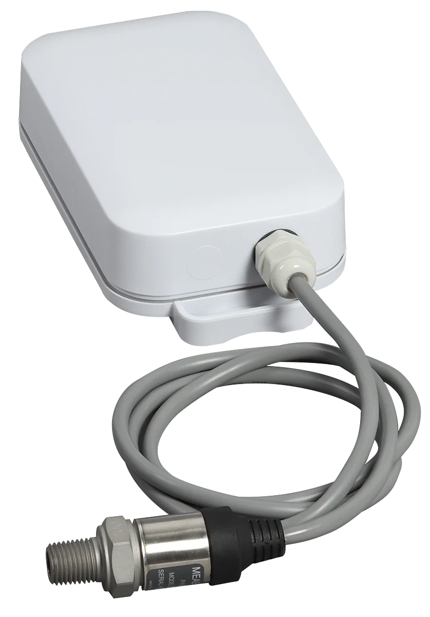 Capteur de pression NB-IoT Efento avec sonde filetée 1/4 NPT sur câble Capteur de pression Efento en boîtier IP67 gris avec sonde filetée sur câble