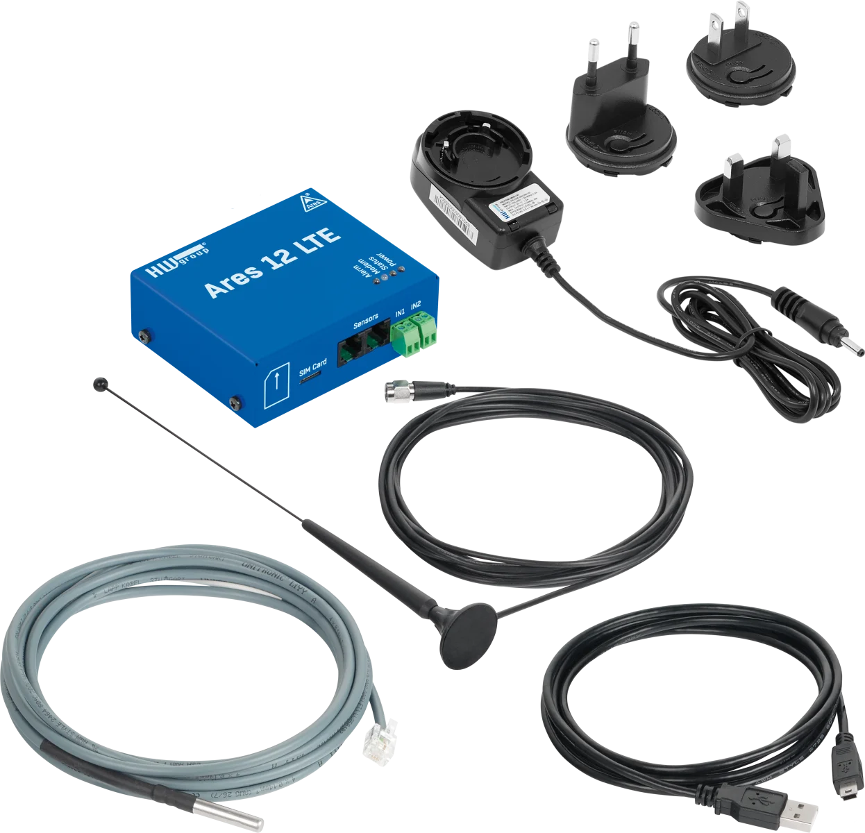 Pack de démarrage Ares 12 LTE Tset avec sonde, antenne, alimentation et câble USB