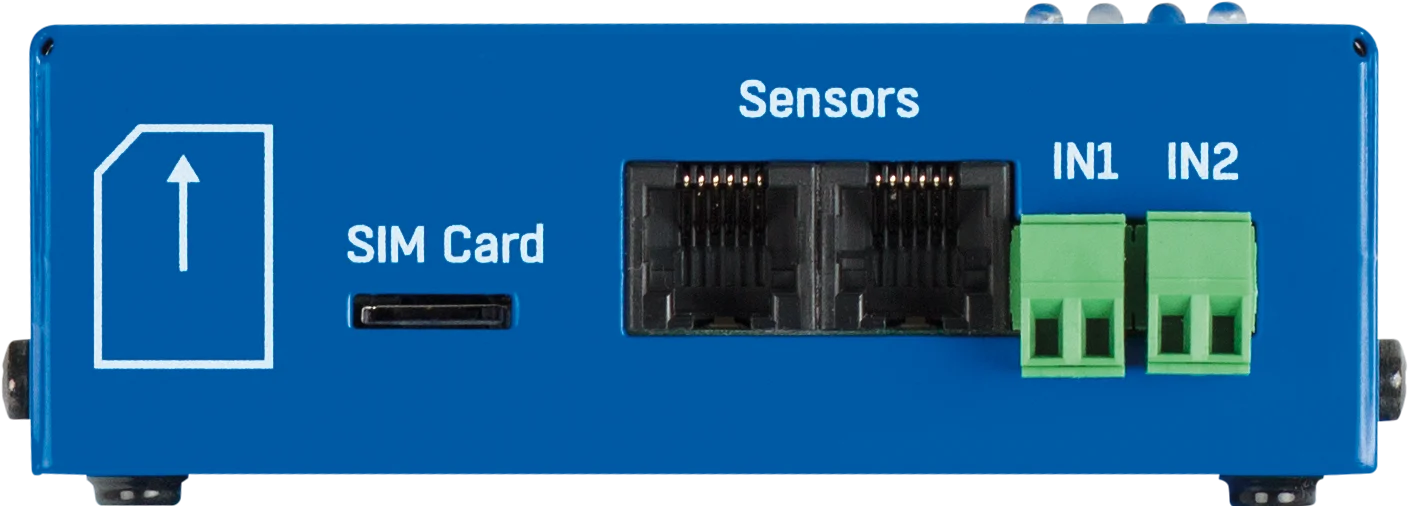 Profil latéral du boîtier HWgroup Ares 12 LTE montrant les connecteurs d'alimentation