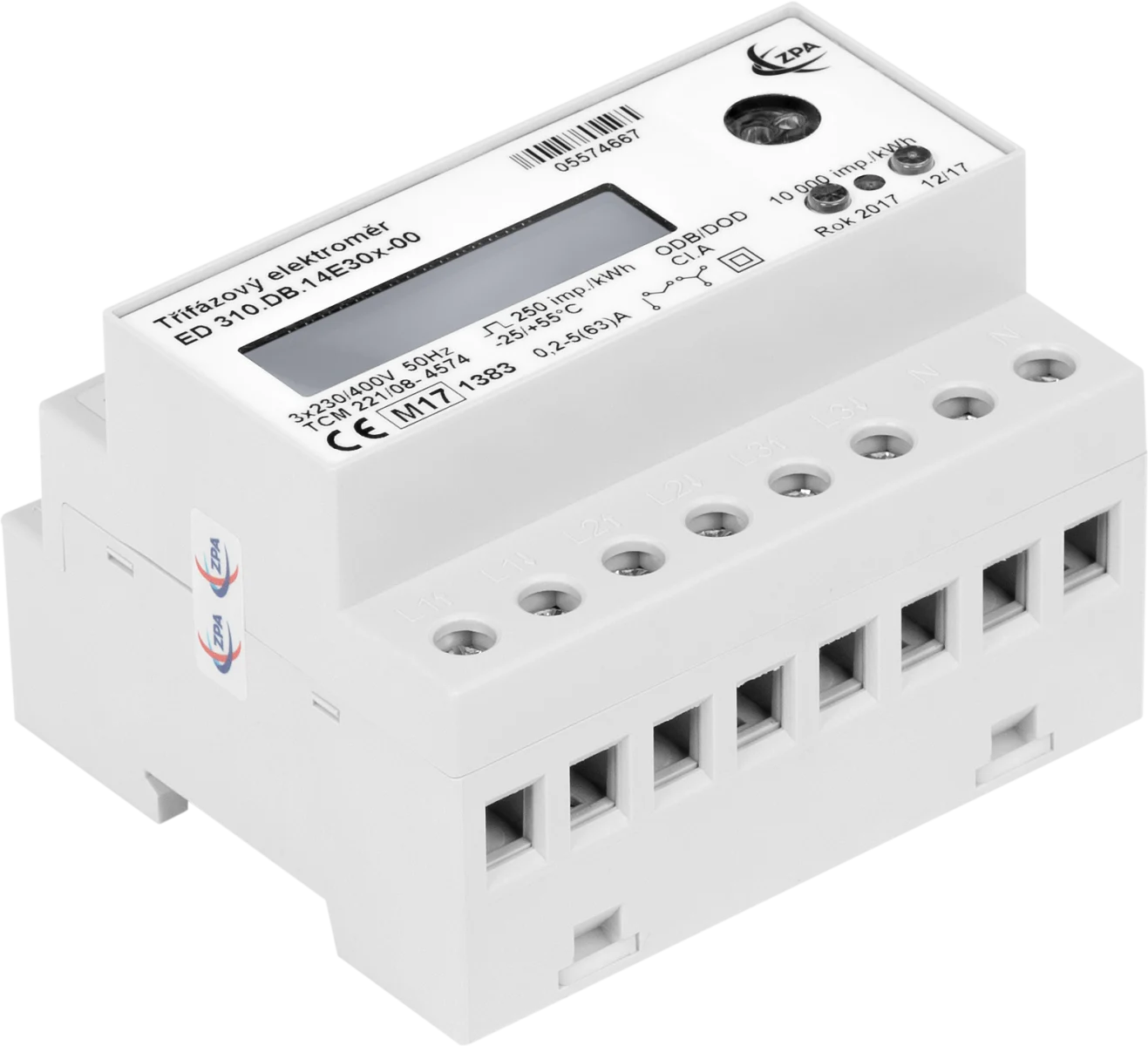 Compteur d'énergie triphasé HWgroup ED 310.DB rail DIN avec afficheur LCD et bornes