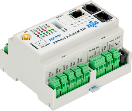 Centrale HWgroup Perseus Industrial 315 rail DIN avec modem LTE et connecteur d'antenne SMA