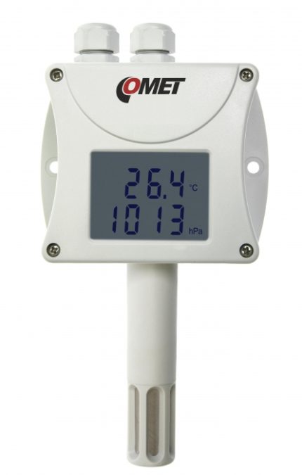 Transmetteur RS-485 T7410 avec tête de mesure et filtre, vue de trois quarts
