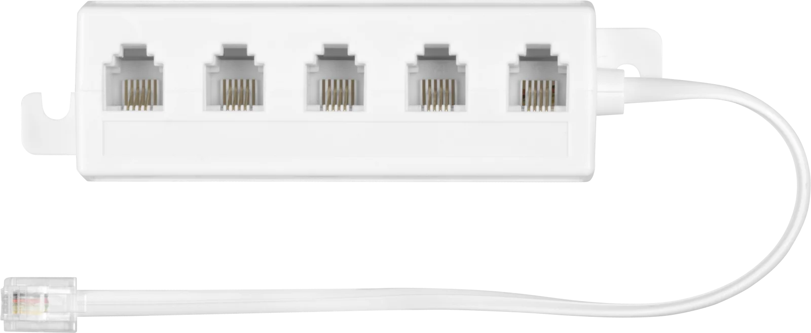 Poseidon T-Box RJ11 vu de dessus avec ses cinq prises capteurs alignées